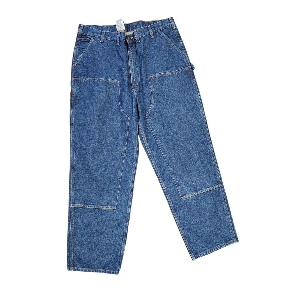 Carhartt B73-DST Mens 44x34 Loose Original Fit Double Front Logger‎ Jeans Blue